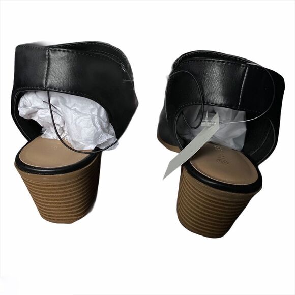 NIB 📦 Black Kylie Laser Cut Open Toe Booties, 9 - Picture 3 of 6